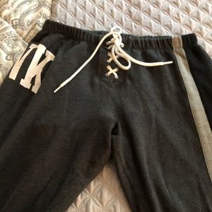 Pink lace up jogging pants